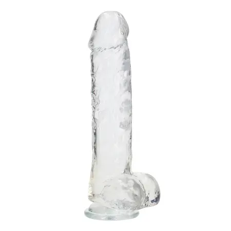 REALROCK Crystal Clear 28 cm Intimna Mašina sa Bazom i Testisima