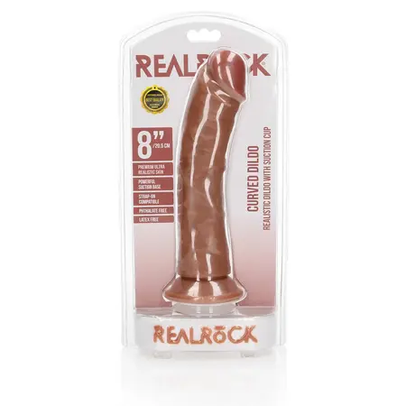 RealRock Silikonski zakrivljeni model 20.5 cm sa usisnom čašicom, prirodna bež