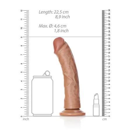RealRock Silikonski zakrivljeni model 20.5 cm sa usisnom čašicom, prirodna bež