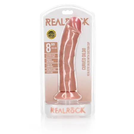 RealRock Zakrivljeni model sa usisnom čašicom 20.5cm - Realistična tekstura, Bež