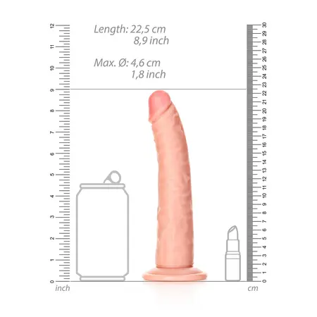 RealRock Slim Silicone Model sa Usisnom Čašom 20.5 cm Bež