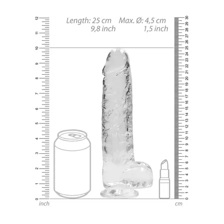 RealRock Crystal Clear Intimni Model sa Usisnom Čašom 25cm Transparentni