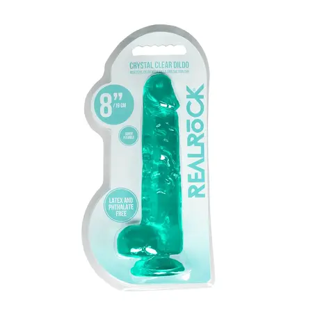 REALROCK Crystal Clear 21 cm Intimni Model sa Usisnom Čašom i Testisima