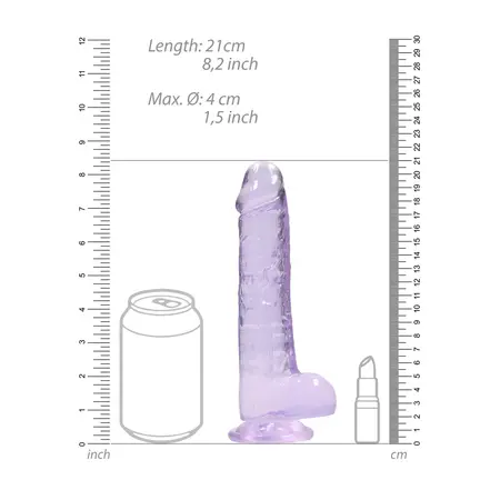 RealRock Crystal Clear 21cm Transparentni Model sa Čvrstom Usisnom Bazom