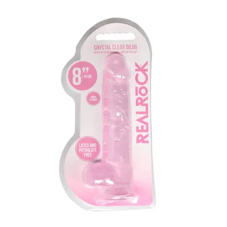 REALROCK Crystal Clear Intimni Model sa Testisima 21 cm Usisna Čaša