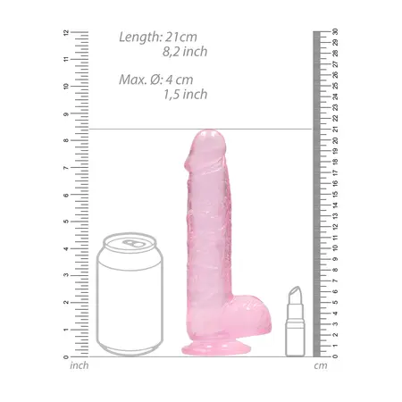 REALROCK Crystal Clear Intimni Model sa Testisima 21 cm Usisna Čaša