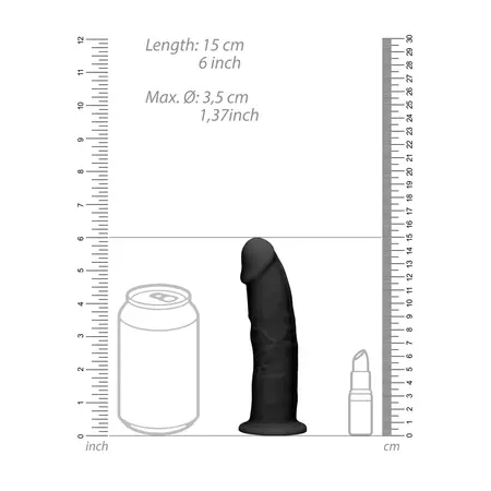 REALROCK Ultra Silicone Model 15 cm Termo Reaktivan, Usisna Čaša, Crna