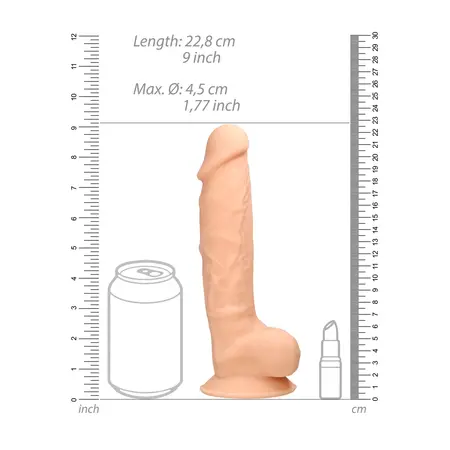 REALROCK ULTRA Silicone Model Dvostruke Gustine sa Bazom 23 cm Boja Mesa