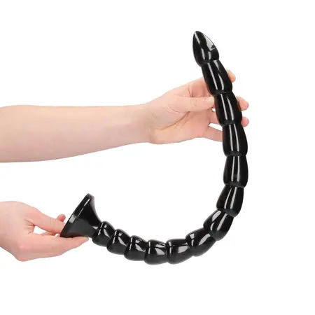 OUCH! Slojevita fleksibilna analna zmija 50 cm - Silikon, usisna čašica, crna