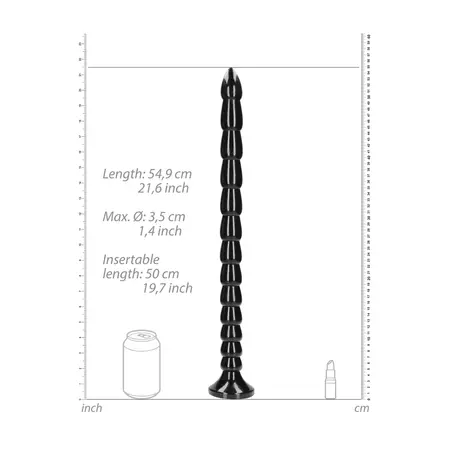 OUCH! Slojevita fleksibilna analna zmija 50 cm - Silikon, usisna čašica, crna