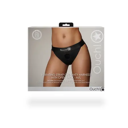 Sincerely Je Joue Vibrating Strap-On Harness Open Back M/L Black