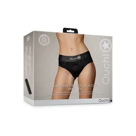EasyToys Vibrantni Visoko Rezani Strap-On Gaćice XS/S Crna - 10-Režimski Bullet
