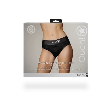 EasyToys Vibrantni Visoko Rezani Strap-On Gaćice XS/S Crna - 10-Režimski Bullet