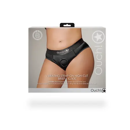 Sinner Gear Vibrantni Visoko Rezani Strap-On Gaćice XL/XXL Crna Punjive