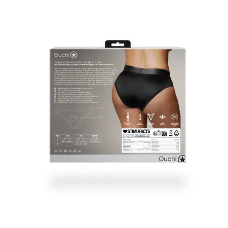 Sinner Gear Vibrantni Visoko Rezani Strap-On Gaćice XL/XXL Crna Punjive