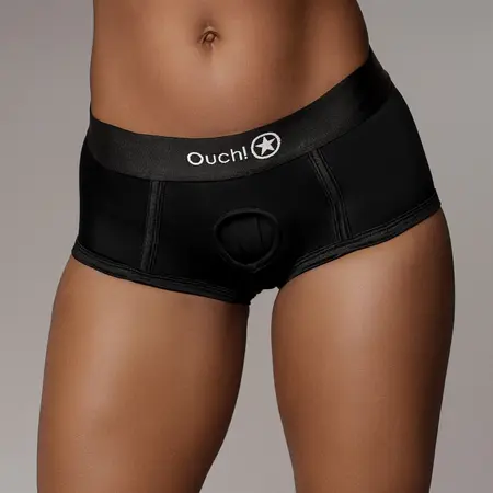 Sincerely Vibrating Strap-On Brief Black M/L - Intimate Wear with 10-Speed Bullet