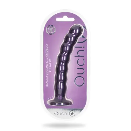 Ouch! Silikonski Model sa Perlicama 20.5cm Metalik - Intimna Mašina sa Usisnom Čašicom