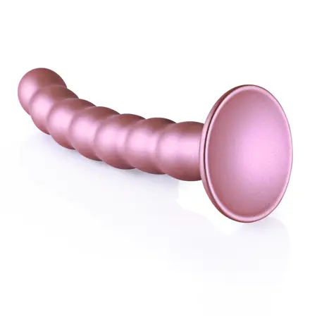 Ouch! Silikonski Intimni Uređaj sa Perlicama 16.5cm Metalik sa Usisnom Čašicom