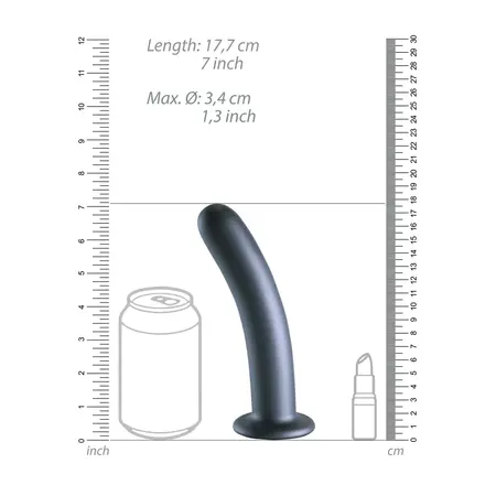 Ouch! Glatki silikonski 17 cm intimni model sa usisnom čašicom, metalik plava