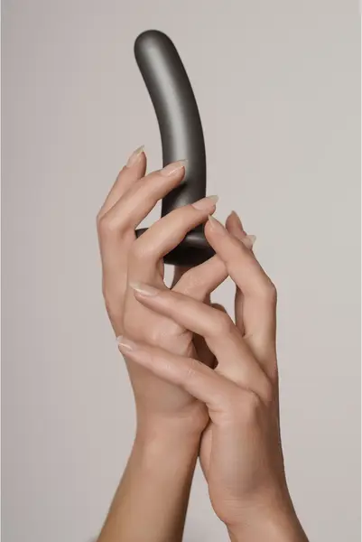 Ouch! Smooth Silicone Intimate Device 12 cm Metallic with Suction Cup