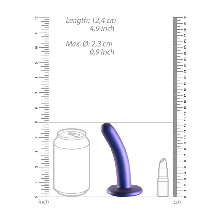 Ouch! Glatki silikonski intimni model 12 cm metalik usisna podloga