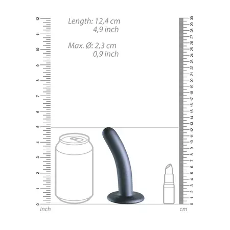 Ouch! Glatki silikonski intimni model 12 cm metalik sa usisnom čašicom