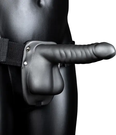 Ouch! Ribbed Hollow Strap-On 21 cm - Adjustable Intimate System with Balls