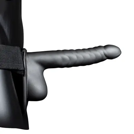 Ouch! Ribbed Hollow Strap-On 21 cm - Adjustable Intimate System with Balls