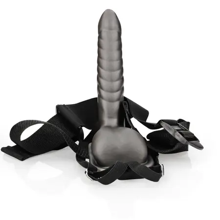 Ouch! Ribbed Hollow Strap-On 21 cm - Adjustable Intimate System with Balls
