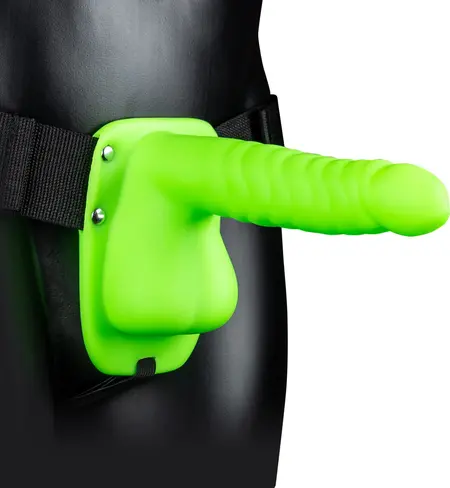 Ouch! Rebrasti podesivi šuplji strap-on koji svetli u mraku 21 cm