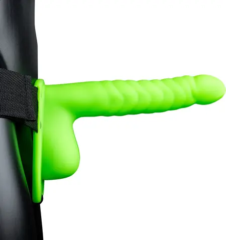 Ouch! Rebrasti podesivi šuplji strap-on koji svetli u mraku 21 cm
