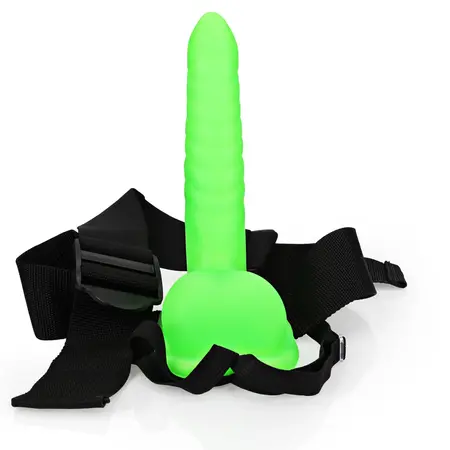 Ouch! Rebrasti podesivi šuplji strap-on koji svetli u mraku 21 cm