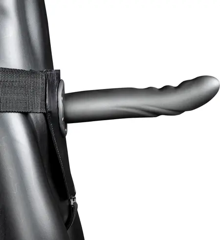 Ouch! Teksturirani zakrivljeni šuplji strap-on podesivi 20 cm crna