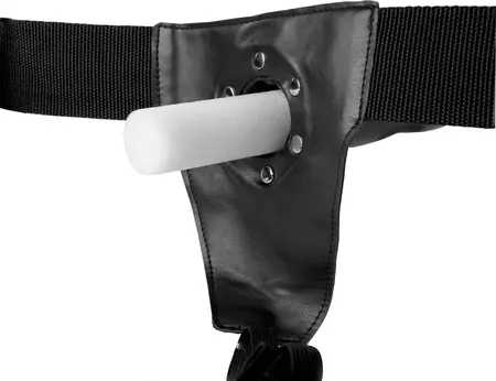 Ouch! Teksturirani zakrivljeni šuplji strap-on podesivi 20 cm crna