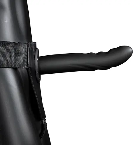 Ouch! Teksturirani zakrivljeni šuplji strap-on podesivi 20 cm crni