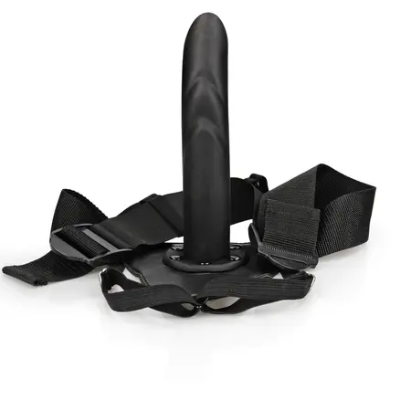 Ouch! Teksturirani zakrivljeni šuplji strap-on podesivi 20 cm crni