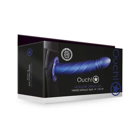 Ouch! Uvrnuti šuplji strap-on 20 cm podesivi intimni pojas crni