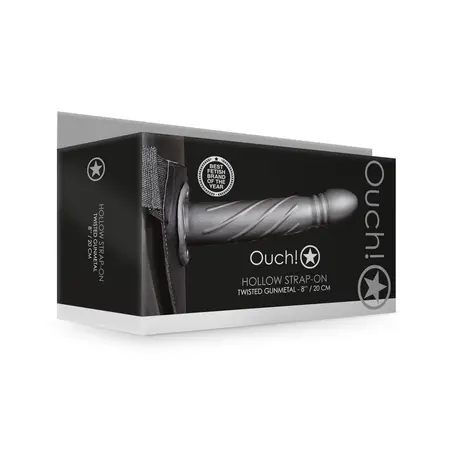 Ouch! Uvrnuti šuplji strap-on podesivi sistem 20 cm crni