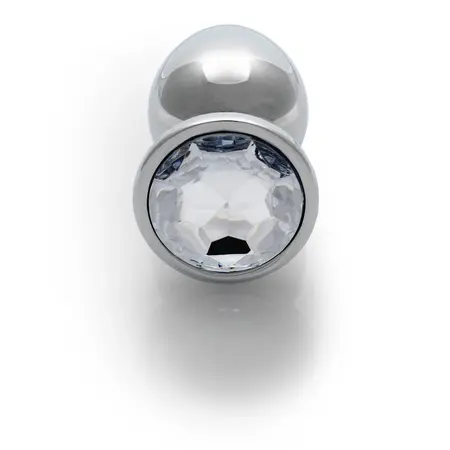 Ouch! Aluminijumski intimni čep Medium sa okruglom gem bazom - Srebrni