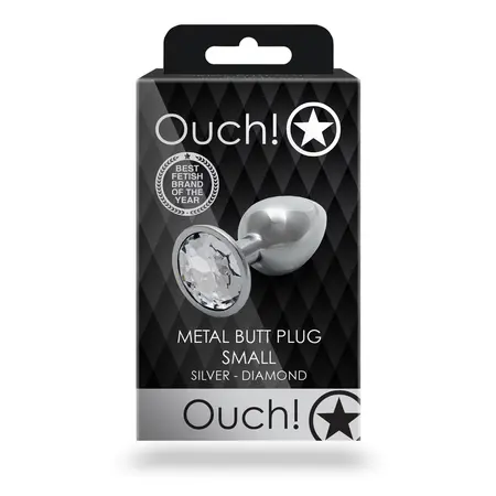 Ouch! Aluminijumski intimni čep Small sa okruglom gem bazom - Srebrni