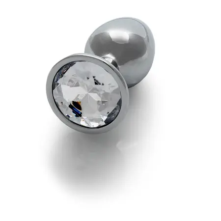 Ouch! Aluminijumski intimni čep Small sa okruglom gem bazom - Srebrni