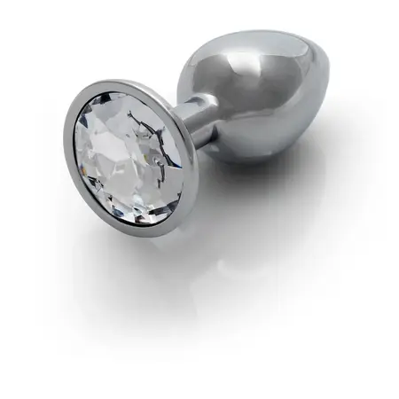 Ouch! Aluminijumski intimni čep Small sa okruglom gem bazom - Srebrni