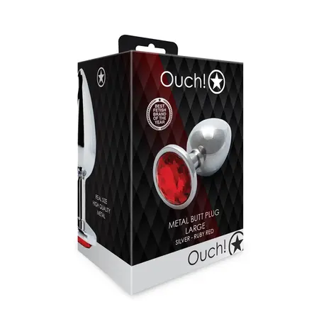 Ouch! Aluminijumski intimni čep Large sa okruglom gem bazom - Srebrni