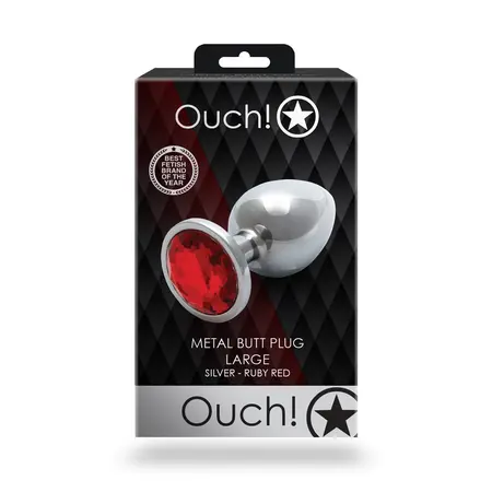 Ouch! Aluminijumski intimni čep Large sa okruglom gem bazom - Srebrni