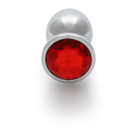 Ouch! Aluminijumski intimni čep Large sa okruglom gem bazom - Srebrni