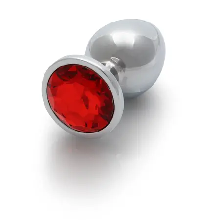 Ouch! Aluminijumski intimni čep Large sa okruglom gem bazom - Srebrni
