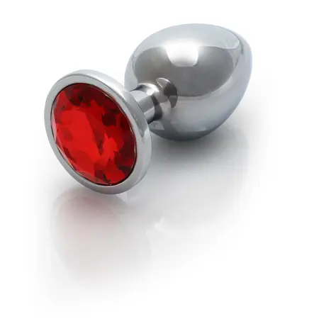 Ouch! Aluminijumski intimni čep Large sa okruglom gem bazom - Srebrni