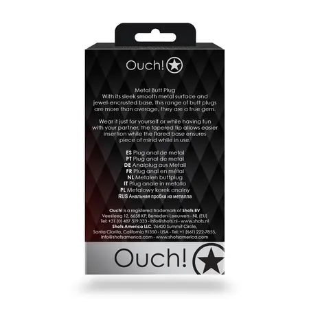 Ouch! Aluminijumski intimni gem čep Medium - Srebrni sa kristalnim akcentom