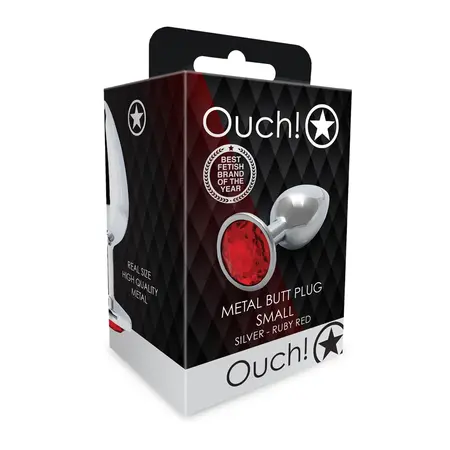 Ouch! Aluminijumski intimni čep Small - Srebrni, okrugla gem baza
