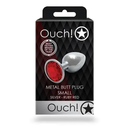 Ouch! Aluminijumski intimni čep Small - Srebrni, okrugla gem baza